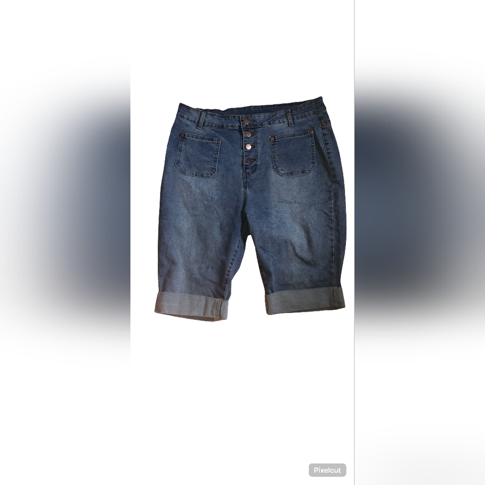 Denim Button-Up Shorts